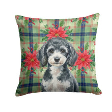 Load image into Gallery viewer, Miniature Parti Poodle Christmas PoinsettIas Throw Pillow