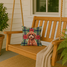 Load image into Gallery viewer, Miniature Red Poodle Christmas PoinsettIas Throw Pillow