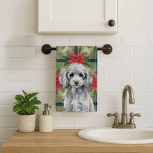 Load image into Gallery viewer, Miniature Silver Poodle Christmas PoinsettIas Kitchen Towel