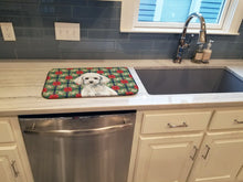 Load image into Gallery viewer, Miniature White Poodle Christmas PoinsettIas Dish Drying Mat