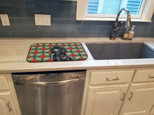 Load image into Gallery viewer, Standard Black Poodle Christmas PoinsettIas Dish Drying Mat