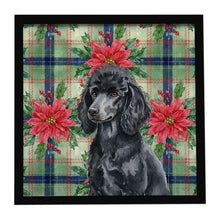 Load image into Gallery viewer, Standard Black Poodle Christmas PoinsettIas Framed Metal Print