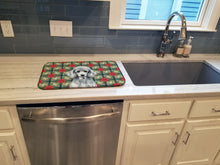 Load image into Gallery viewer, Standard Silver Poodle Christmas PoinsettIas Dish Drying Mat