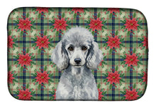 Load image into Gallery viewer, Standard Silver Poodle Christmas PoinsettIas Dish Drying Mat