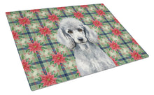 Load image into Gallery viewer, Standard Silver Poodle Christmas PoinsettIas Glass Cutting Board