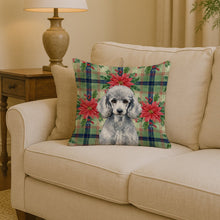 Load image into Gallery viewer, Standard Silver Poodle Christmas PoinsettIas Throw Pillow