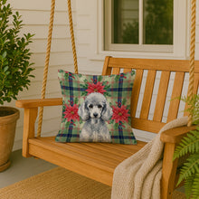 Load image into Gallery viewer, Standard Silver Poodle Christmas PoinsettIas Throw Pillow