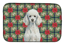 Load image into Gallery viewer, Standard White Poodle Christmas PoinsettIas Dish Drying Mat