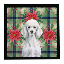 Load image into Gallery viewer, Standard White Poodle Christmas PoinsettIas Framed Metal Print