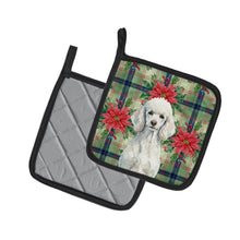 Load image into Gallery viewer, Standard White Poodle Christmas PoinsettIas Pair of Pot Holders