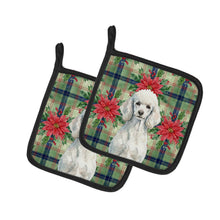 Load image into Gallery viewer, Standard White Poodle Christmas PoinsettIas Pair of Pot Holders