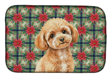 Load image into Gallery viewer, Toy Apricot Poodle Christmas PoinsettIas Dish Drying Mat