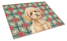 Load image into Gallery viewer, Toy Apricot Poodle Christmas PoinsettIas Glass Cutting Board