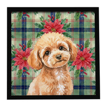 Load image into Gallery viewer, Toy Apricot Poodle Christmas PoinsettIas Framed Metal Print
