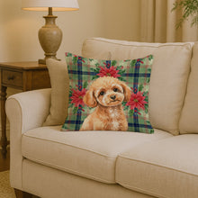 Load image into Gallery viewer, Toy Apricot Poodle Christmas PoinsettIas Throw Pillow