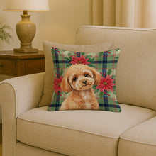 Load image into Gallery viewer, Toy Apricot Poodle Christmas PoinsettIas Throw Pillow
