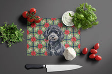 Load image into Gallery viewer, Toy Black Poodle Christmas PoinsettIas Glass Cutting Board