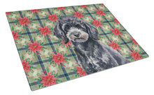 Load image into Gallery viewer, Toy Black Poodle Christmas PoinsettIas Glass Cutting Board