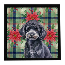 Load image into Gallery viewer, Toy Black Poodle Christmas PoinsettIas Framed Metal Print