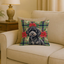 Load image into Gallery viewer, Toy Black Poodle Christmas PoinsettIas Throw Pillow