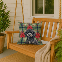 Load image into Gallery viewer, Toy Black Poodle Christmas PoinsettIas Throw Pillow