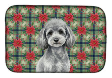 Load image into Gallery viewer, Toy Silver Poodle Christmas PoinsettIas Dish Drying Mat