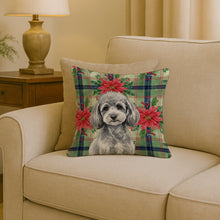 Load image into Gallery viewer, Toy Silver Poodle Christmas PoinsettIas Throw Pillow