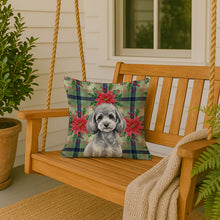 Load image into Gallery viewer, Toy Silver Poodle Christmas PoinsettIas Throw Pillow
