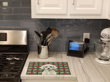 Load image into Gallery viewer, Toy White Poodle Christmas PoinsettIas Glass Cutting Board