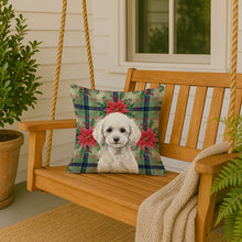 Load image into Gallery viewer, Toy White Poodle Christmas PoinsettIas Throw Pillow