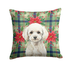 Load image into Gallery viewer, Toy White Poodle Christmas PoinsettIas Throw Pillow