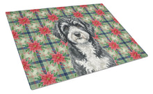 Load image into Gallery viewer, Portuguese Water Dog Christmas PoinsettIas Glass Cutting Board
