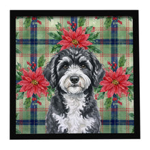 Load image into Gallery viewer, Portuguese Water Dog Christmas PoinsettIas Framed Metal Print