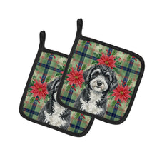 Load image into Gallery viewer, Portuguese Water Dog Christmas PoinsettIas Pair of Pot Holders