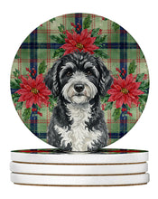Load image into Gallery viewer, Portuguese Water Dog Christmas PoinsettIas Large Sandstone Coasters Pack of 4