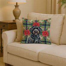 Load image into Gallery viewer, Black Portuguese Water Dog Christmas PoinsettIas Throw Pillow