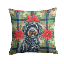 Load image into Gallery viewer, Black Portuguese Water Dog Christmas PoinsettIas Throw Pillow