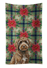 Load image into Gallery viewer, Brown Portuguese Water Dog Christmas PoinsettIas Kitchen Towel
