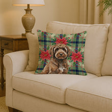 Load image into Gallery viewer, Brown Portuguese Water Dog Christmas PoinsettIas Throw Pillow