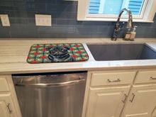 Load image into Gallery viewer, Black Pug Christmas PoinsettIas Dish Drying Mat