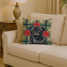 Load image into Gallery viewer, Black Pug Christmas PoinsettIas Throw Pillow