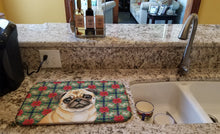 Load image into Gallery viewer, Fawn Pug Christmas PoinsettIas Dish Drying Mat