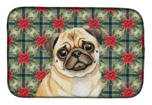 Load image into Gallery viewer, Fawn Pug Christmas PoinsettIas Dish Drying Mat