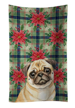 Load image into Gallery viewer, Fawn Pug Christmas PoinsettIas Kitchen Towel