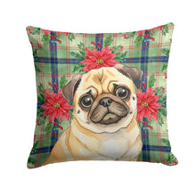 Load image into Gallery viewer, Fawn Pug Christmas PoinsettIas Throw Pillow