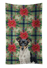 Load image into Gallery viewer, Black and White Rat Terrier Christmas PoinsettIas Kitchen Towel