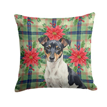Load image into Gallery viewer, Black and White Rat Terrier Christmas PoinsettIas Throw Pillow