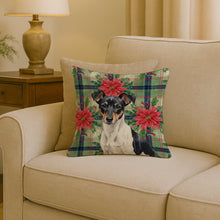 Load image into Gallery viewer, Black and White Rat Terrier Christmas PoinsettIas Throw Pillow