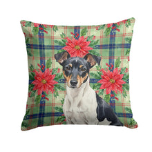 Load image into Gallery viewer, Black and White Rat Terrier Christmas PoinsettIas Throw Pillow
