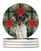 Load image into Gallery viewer, Black and White Rat Terrier Christmas PoinsettIas Large Sandstone Coasters Pack of 4